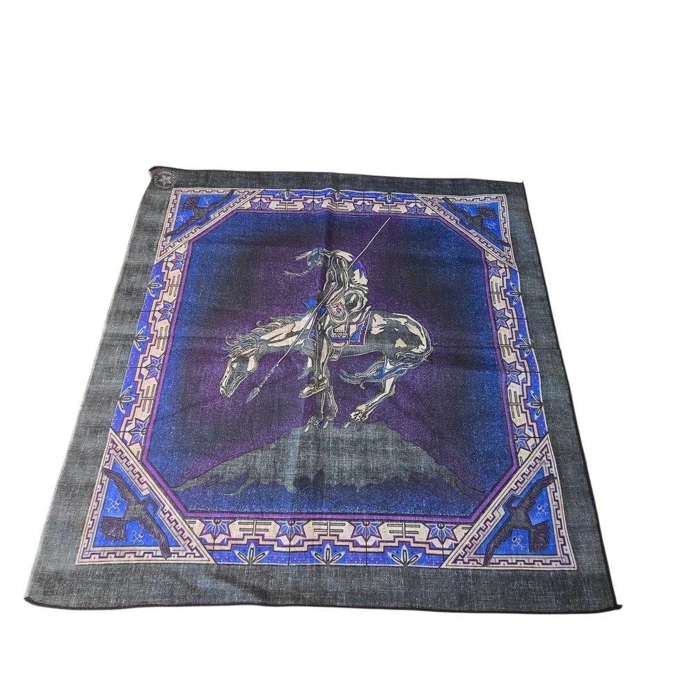 Vintage Native American Warrior Horse Bandana Scarf Southwestern 22